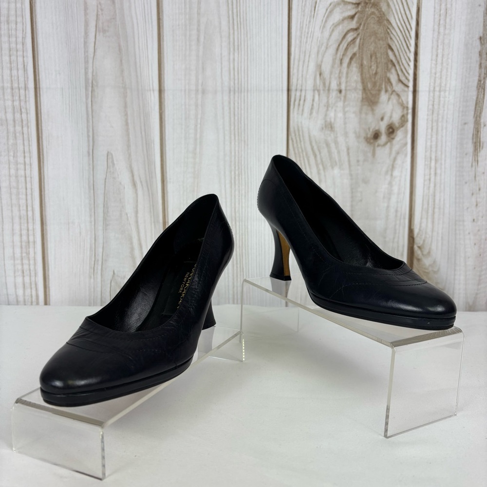 Donna Karen New York Pumps Leather Sleek Classic Sculpture Heel Black Size 6.5B - Picture 3 of 16